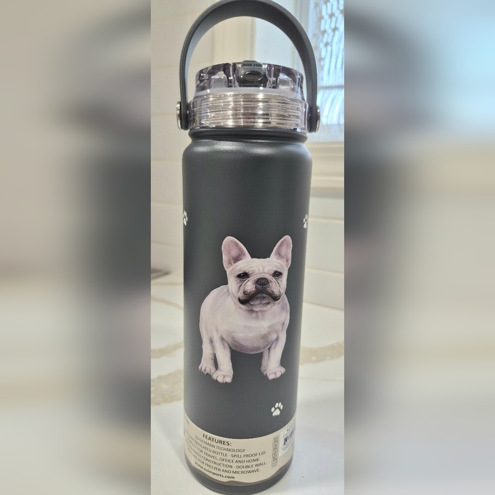 French Bulldog Serengeti Dark Grey  Water Bottle